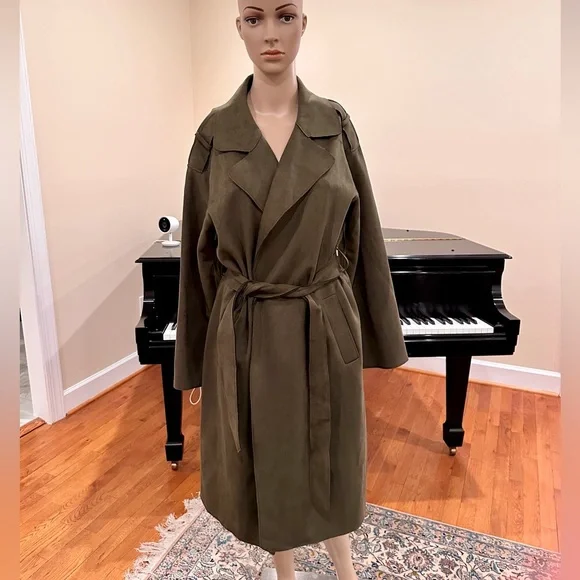 NWT RARE ZARA Cozy Faux Suede Trench/Top Coat